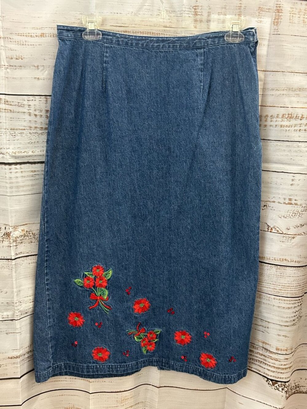 Westbound Women's Size 14 Embroidered Straight Jean Skirt - Picture 3 of 5